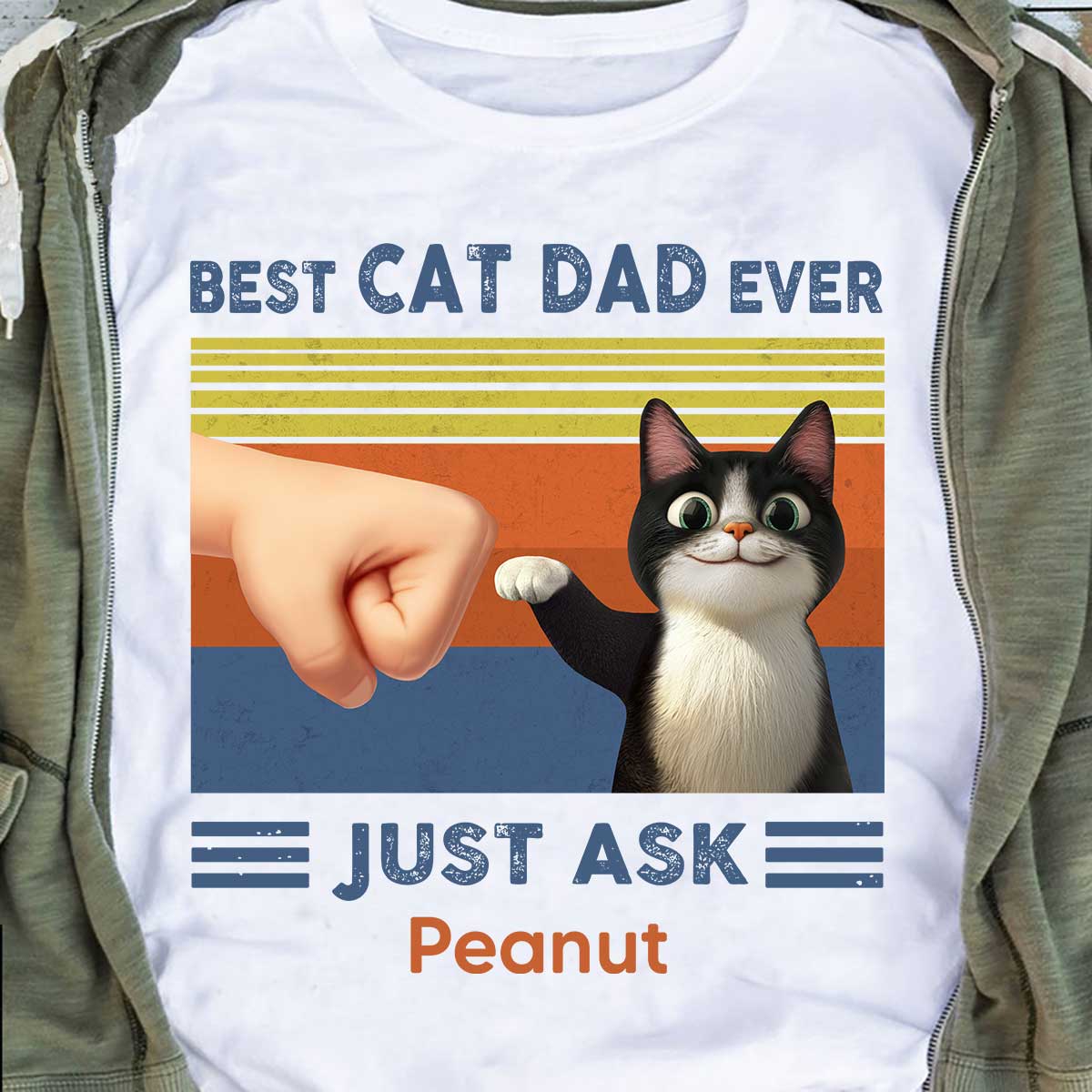 Best Cat Dad Cute Cartoon Funny Cats Personalized Shirt, Gift for Cat Dads