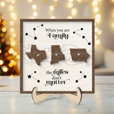 Long Distance Family Friends Siblings Sisters Besties Personalized 2-Layer Wooden Plaque, Togetherness Christmas Gift