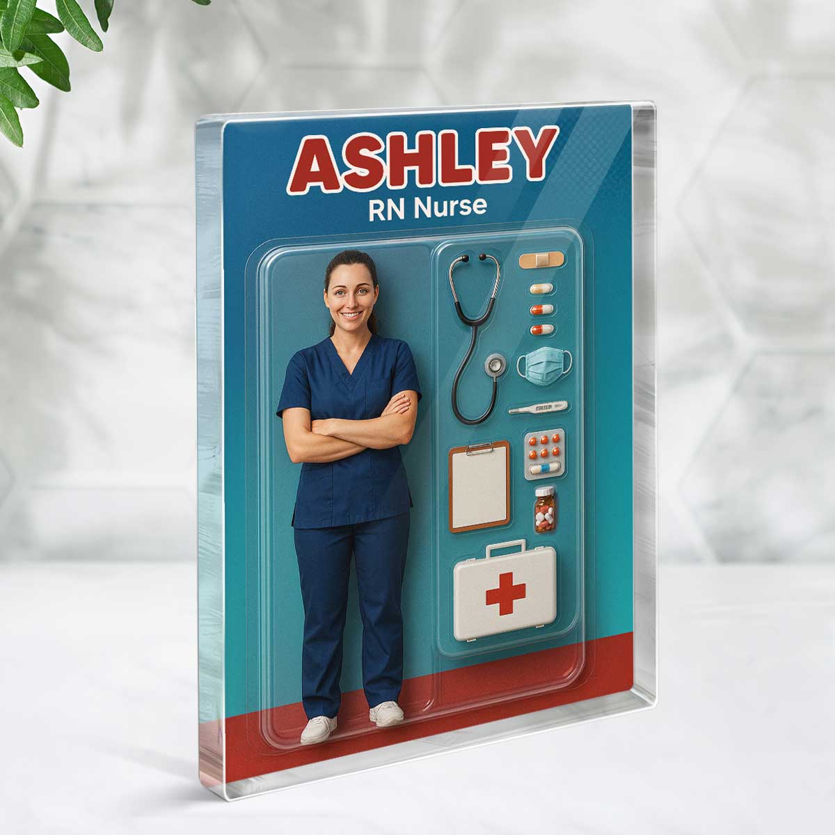 3D Effect Nurse Custom Figure Personalized Flat Rectangle Acrylic Block
