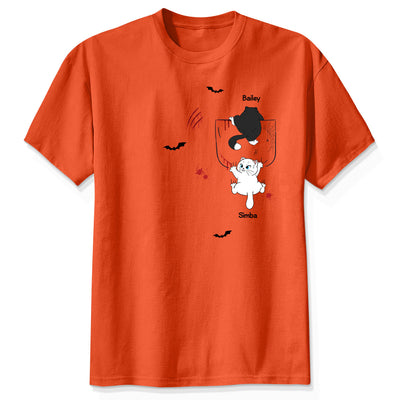 Cat Crawling Pocket Halloween Cat Lover Personalized Shirt