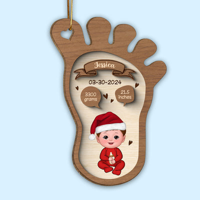 Footprint Baby Birth Christmas Personalized Wooden Ornament