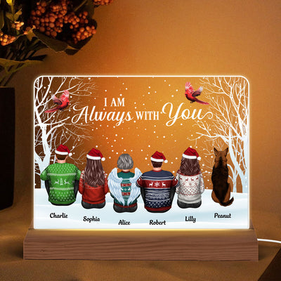 Always With You Family Dad Mom Kids Dogs Cats Memorial Personalized Custom Shape Acrylic Plaque Warm LED Night Light