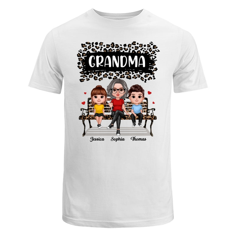 Black Leopard Grandma Grandkids Personalized Shirt