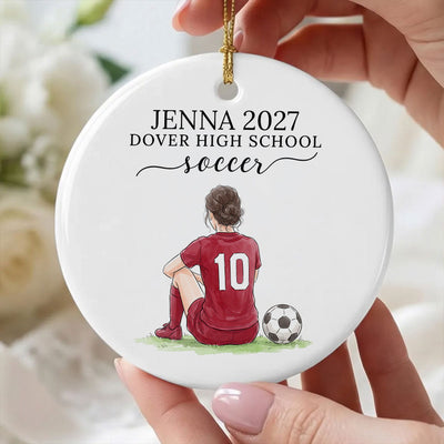 Custom Soccer Senior Portrait from Photo - Personalized Ceramic Ornament - Christmas Gift for Daughter, Son