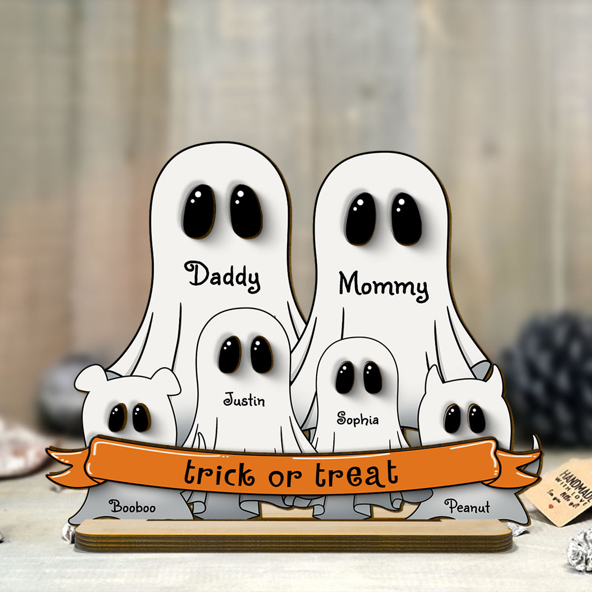 Grandma Family Boo Halloween Personalized 2-Layer Standing Wooden Plaque, Halloween Decor