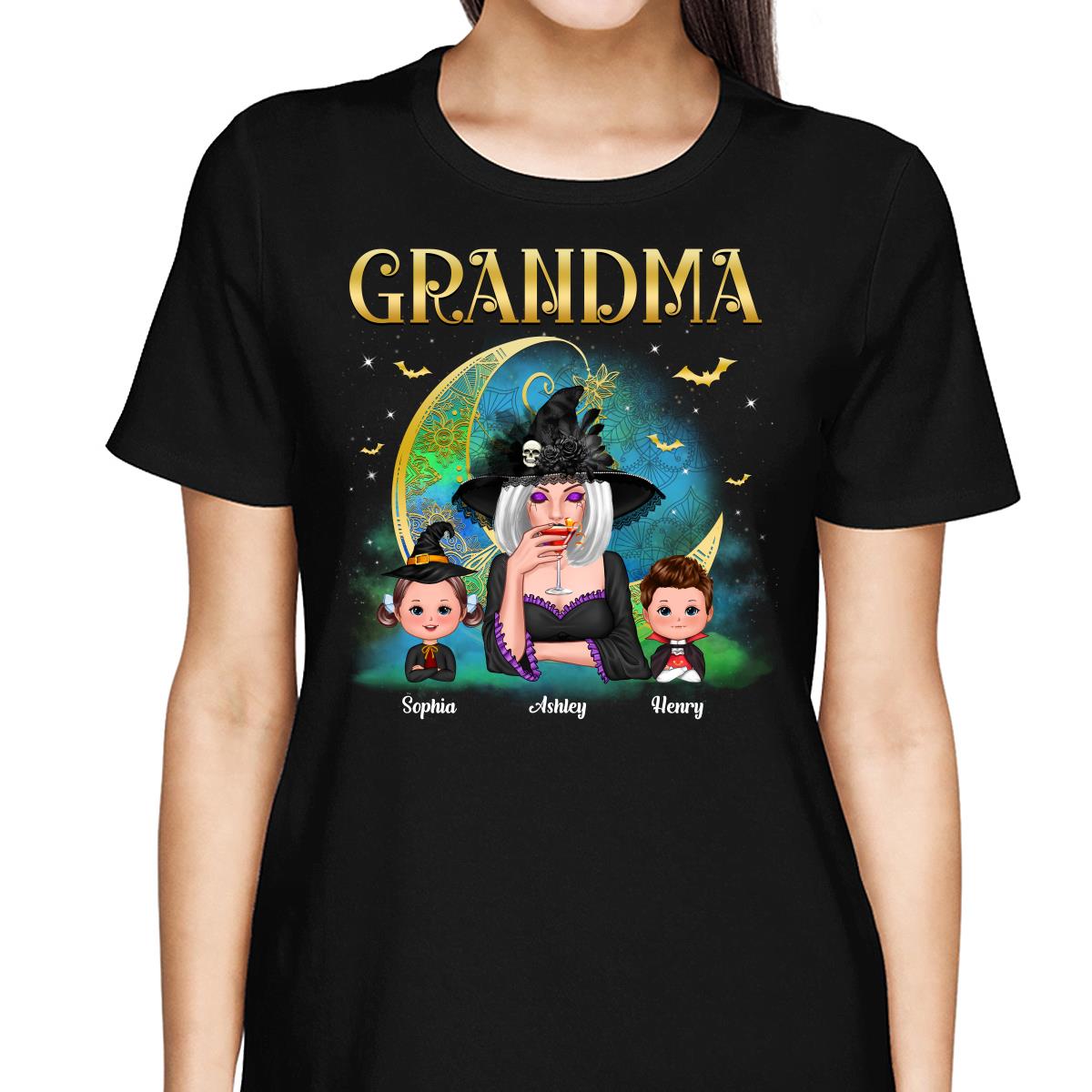 Halloween Grandma Mom Mandala Moon Personalized Shirt