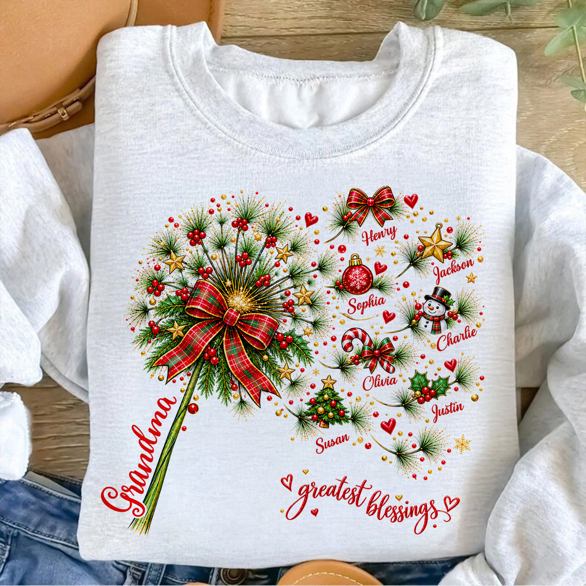 Grandma's Christmas Magic Greatest Blessings - Personalized Shirt - Heartfelt Christmas Gift for Grandma