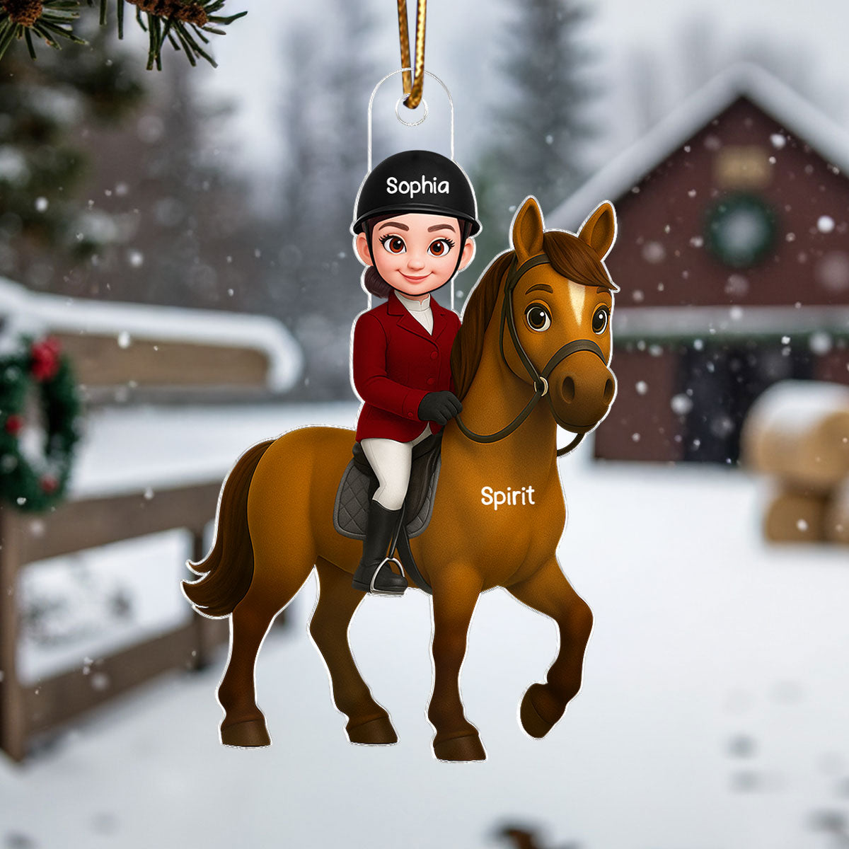 3D Effect Girl And Her Horse - Personalized Acrylic Ornament