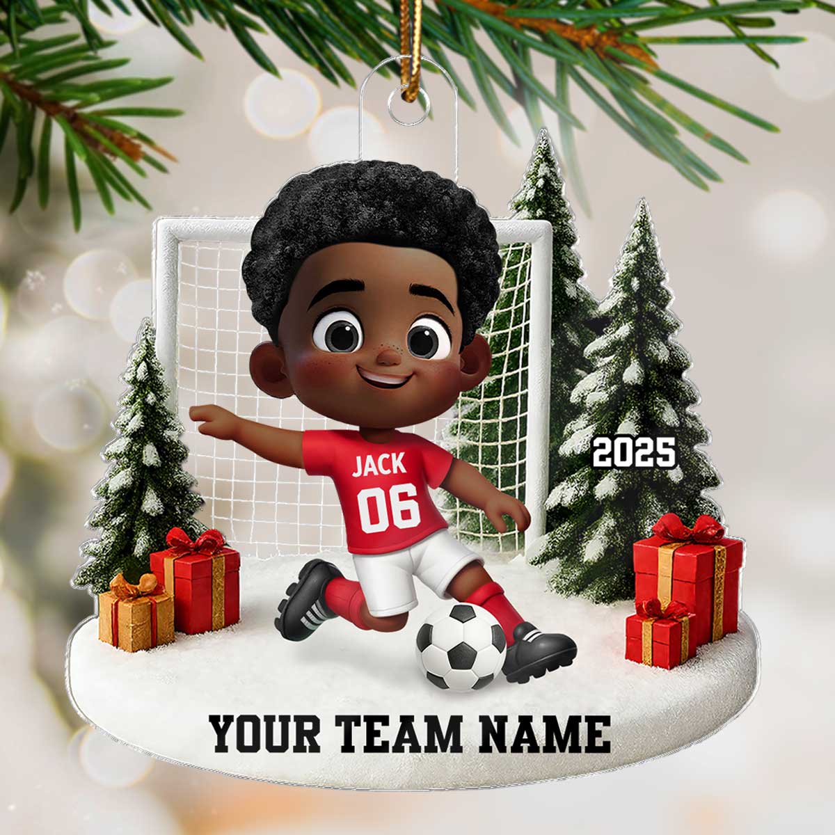 3D Effect Kid Soccer Player - Personalized Acrylic Ornament - Gift For Soccer Lovers, School Soccer Team