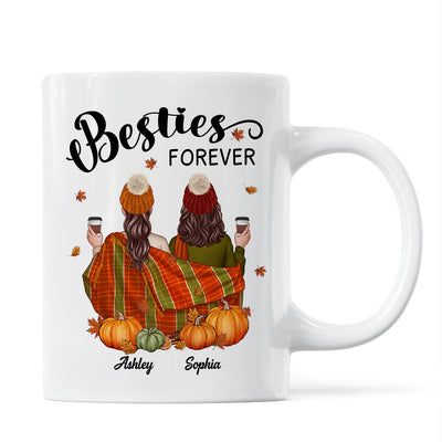 Fall Season Best Friends Sisters With Blanket Personalized Mug