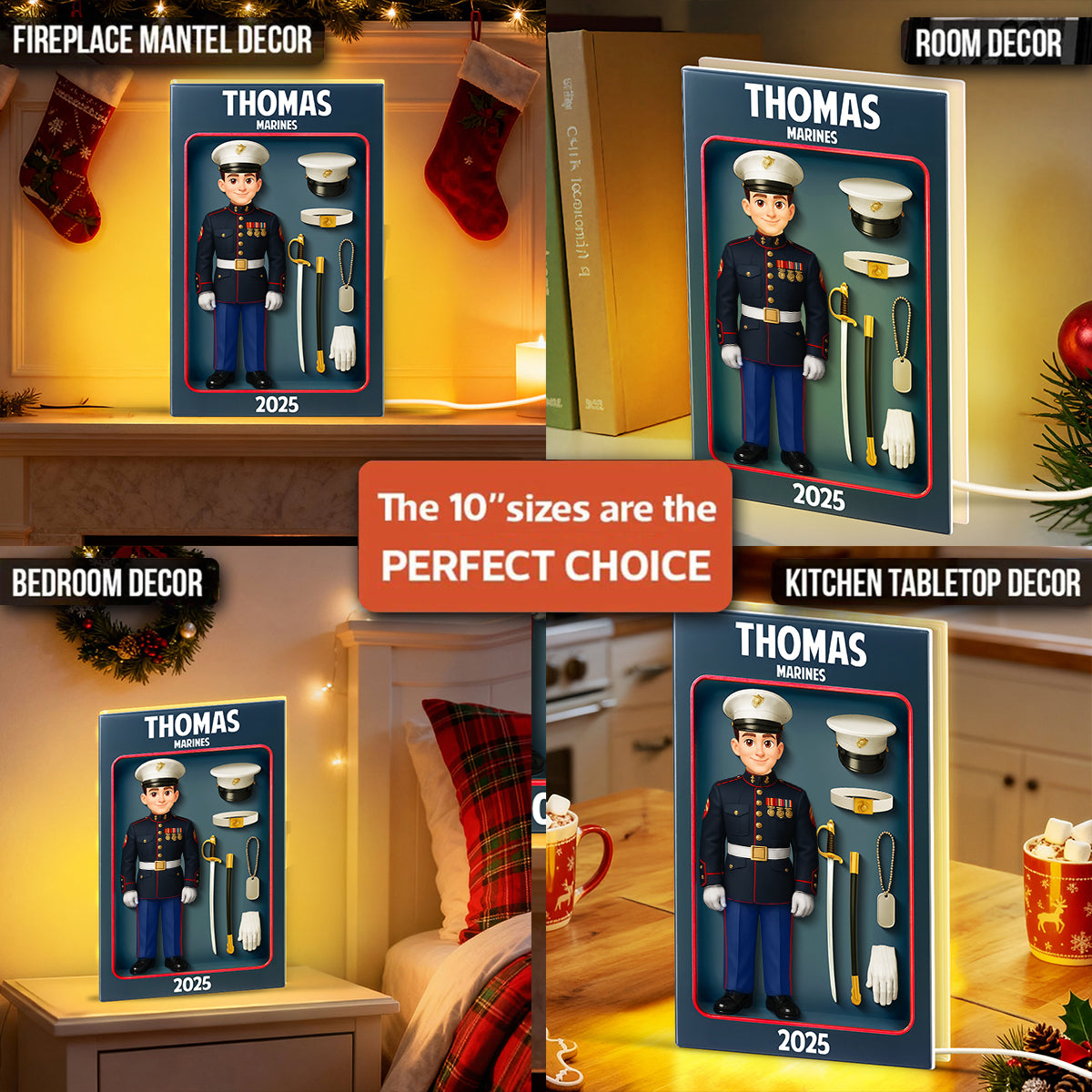 Marines Action Figure 3D Effect - Personalized Light Box - Special Gift For The Marines
