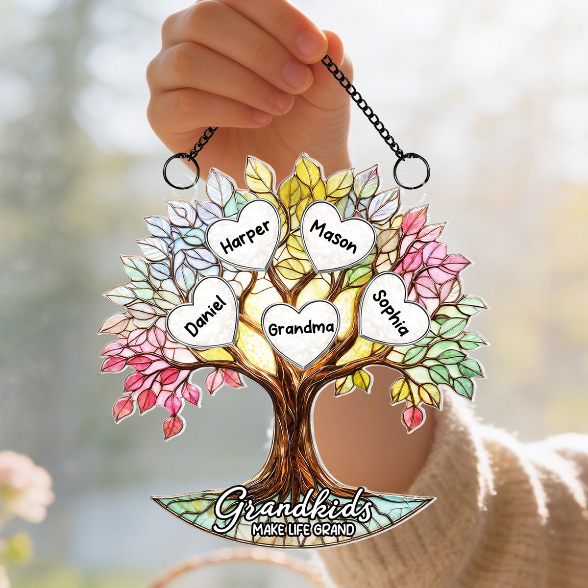 Grandkids Heart Grandma Tree Of Life - Personalized Suncatcher - Mother's Day Gift For Grandma