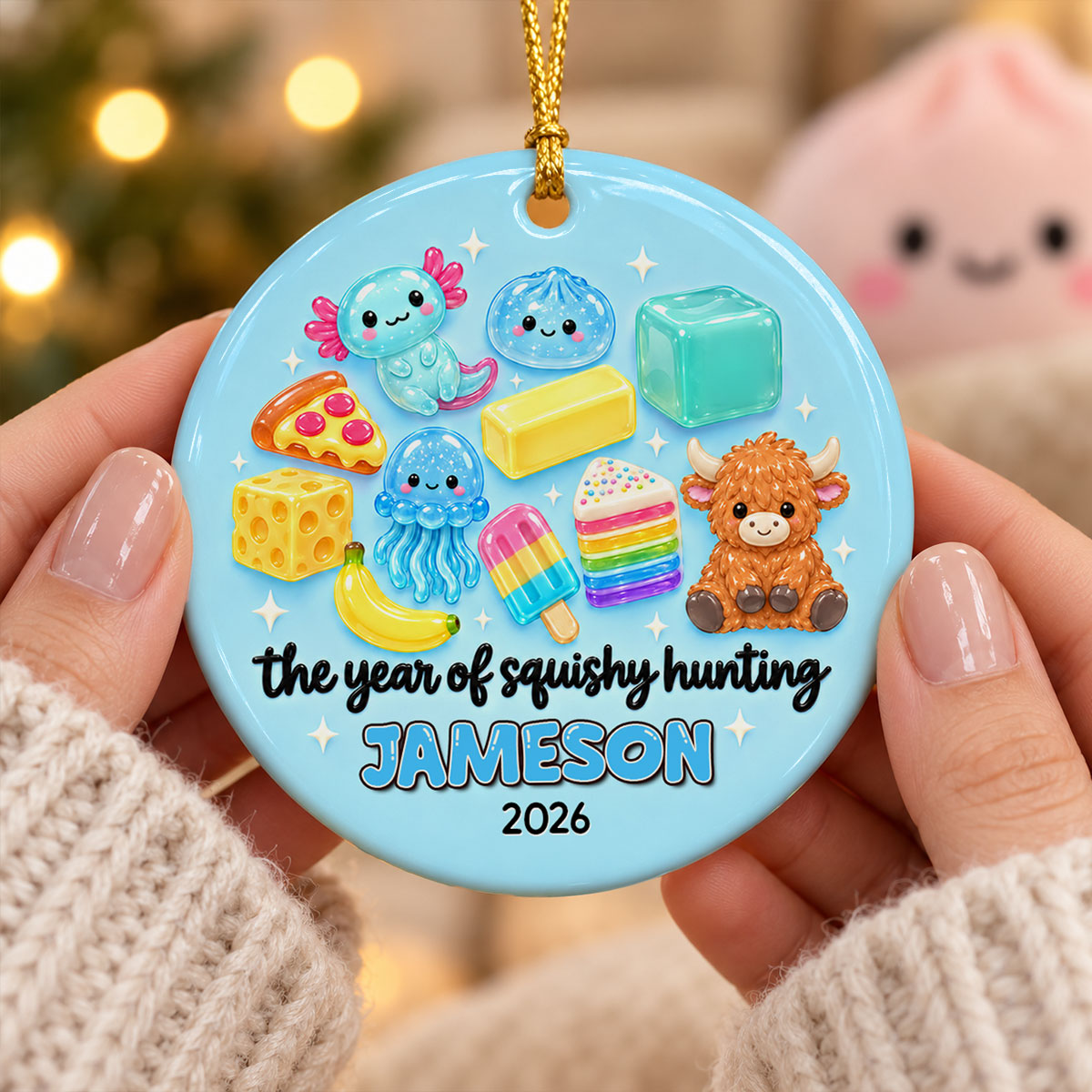 The Year of Squishy Dumpling Cute Characters- Personalized Ceramic Ornament - Christmas Gift for Daughters, Sons, Grandkids