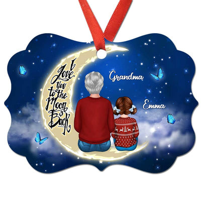 Grandma Grandkids On Moon Personalized Christmas Ornament