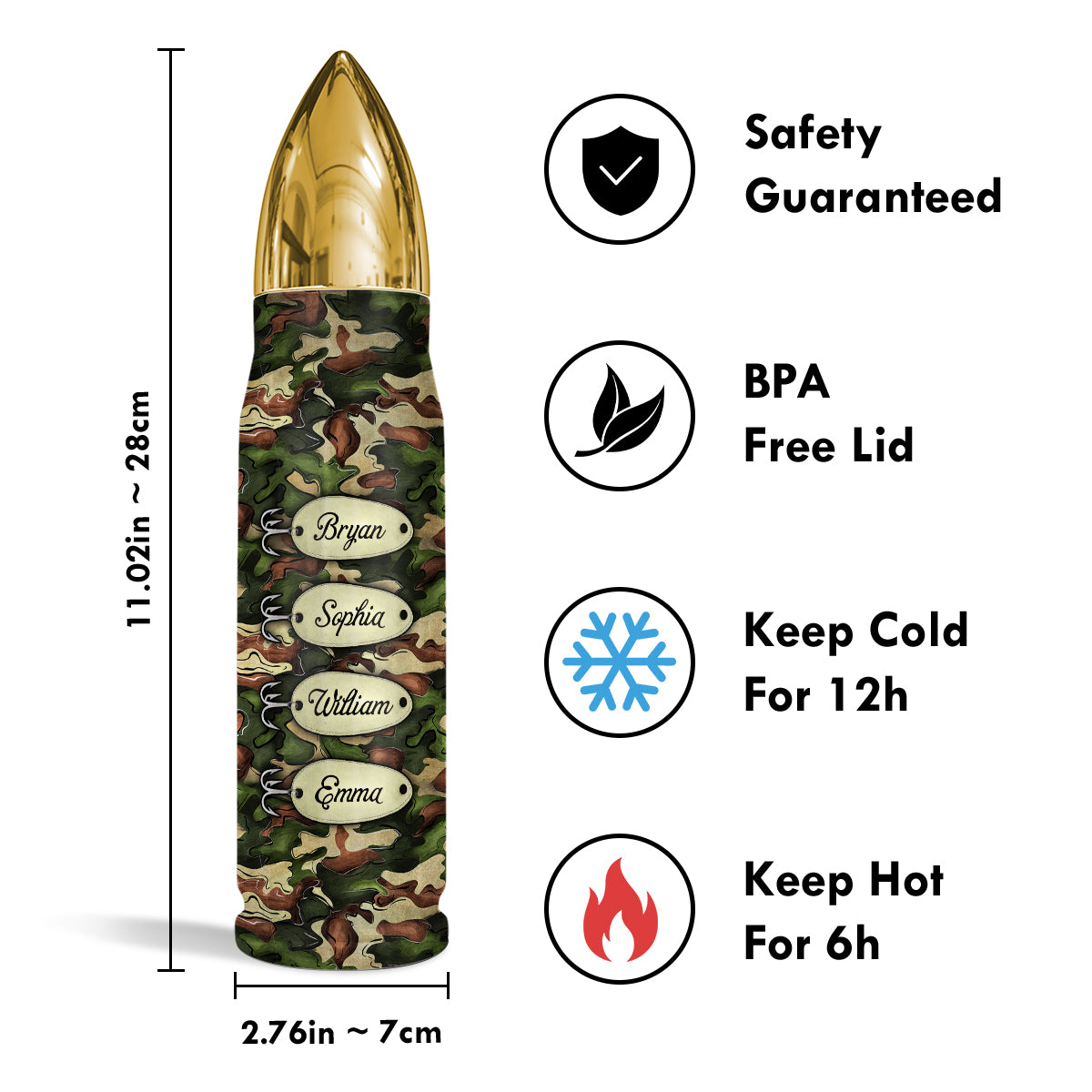 Hook On Being Grandpa Fishing Camouflage Personalized Bullet Tumbler