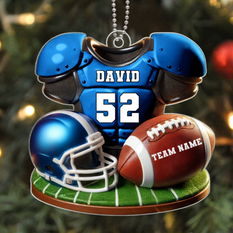 Football Jersey Uniform 3D Effect Personalized Acrylic Ornament, Christmas Gift For Son, Boyfriend, Gift For Him
