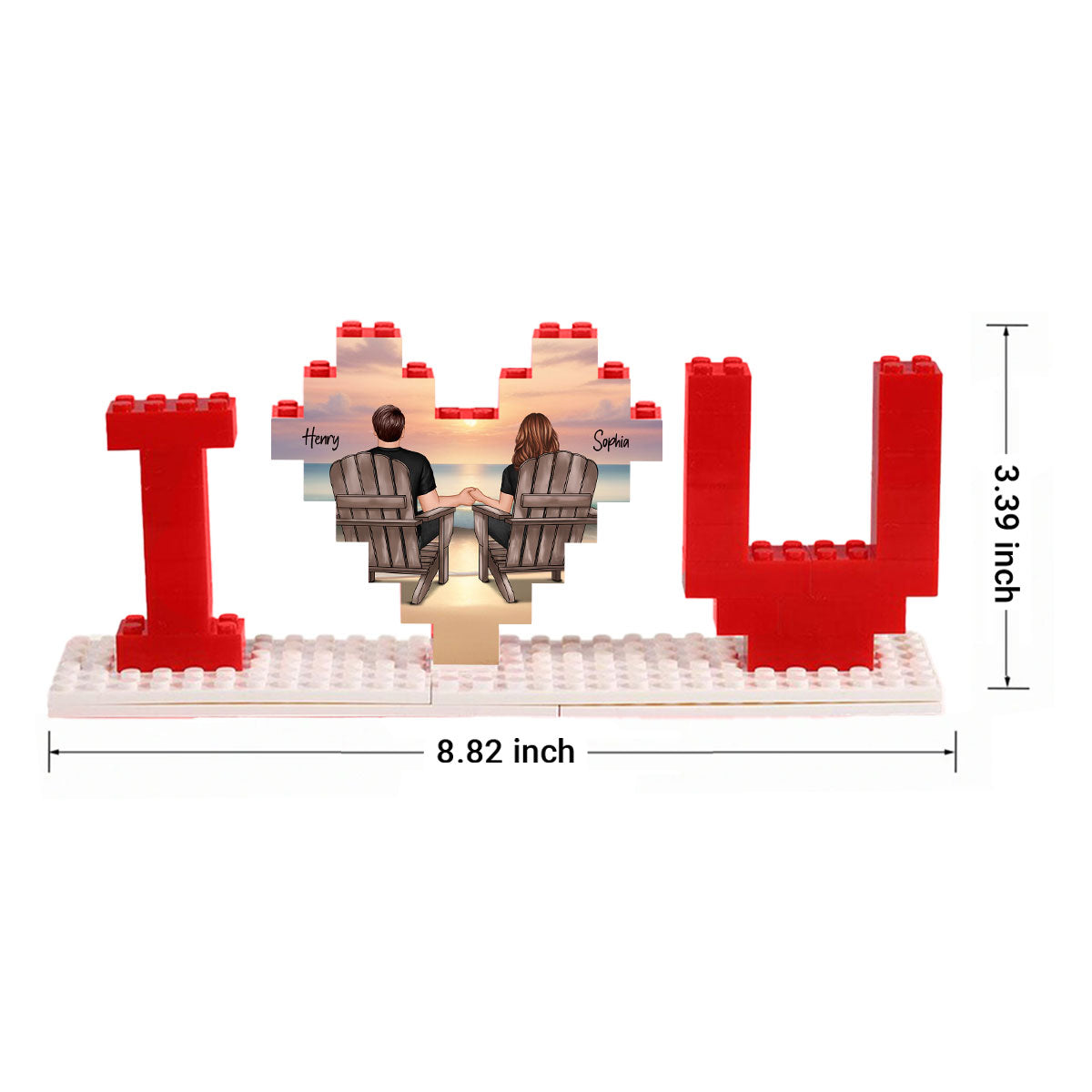 Personalized Building Blocks Puzzle, Couple Sitting At Beach, I Love You Block Puzzle, Birthday, Anniversary Gifts for Her & for Him