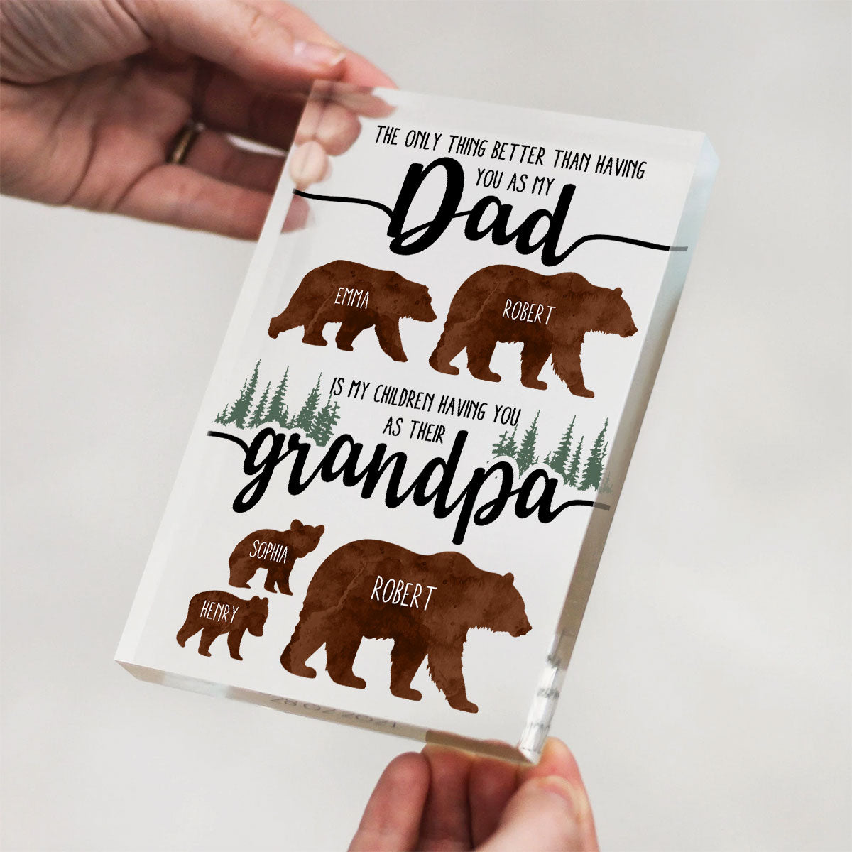 Papa Bear And Kids The Only Thing Better Than Personalized Acrylic Block, Father Day's gift for Dad