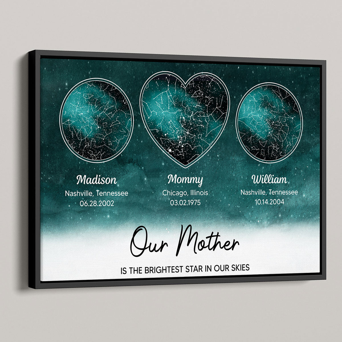 Mom The Brightest Star Custom Star Map by Location & Date, Real Astronomical Data, Personalized Poster Gift for Mom from Daughter, Gift for Mom from Son