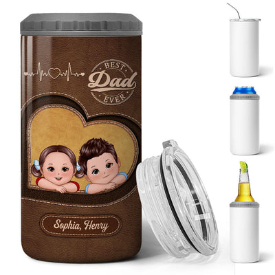 Best Dad Ever Cute Kids Personalized Can Cooler, Gift For Dad, Grandpa, Husband