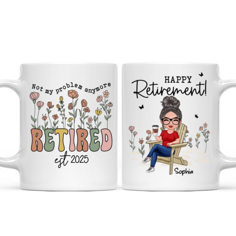 Not My Problem Anymore Retirement Personalized Mug, Farewell Good Luck Gift Coworker, Teacher, Nurse
