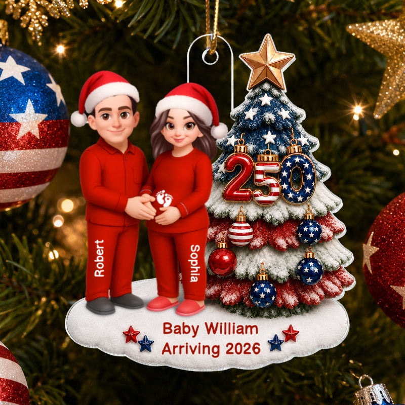 Trending Expecting Parents Christmas Pregnancy Baby Arriving - Personalized Acrylic Ornament
