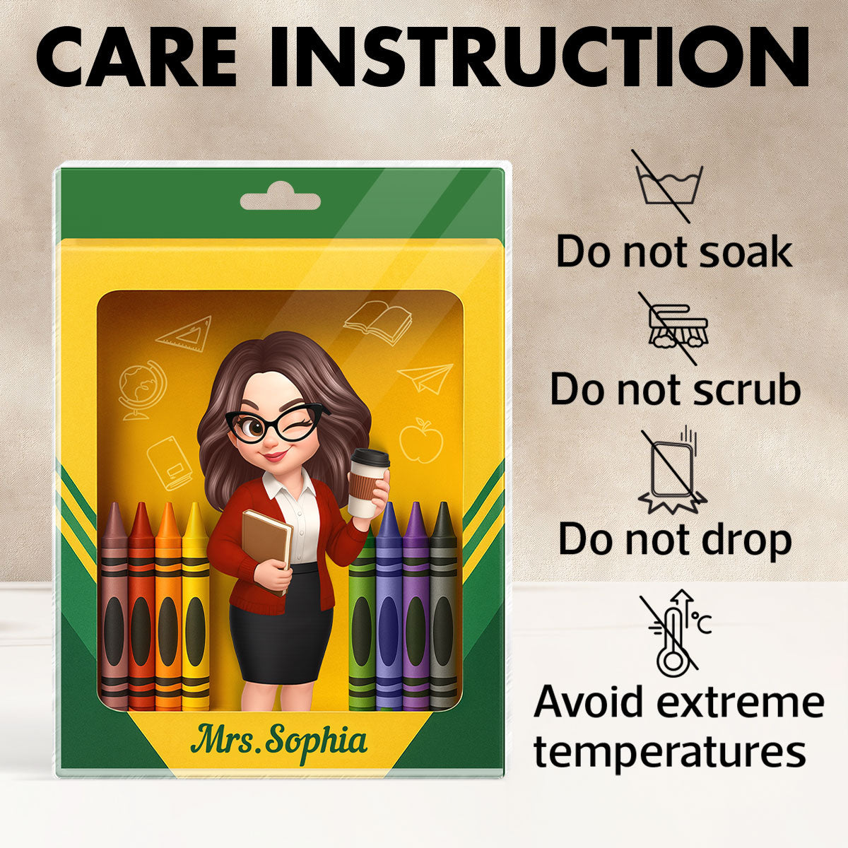 3D Effect Teacher Inside Crayon Box Personalized Acrylic Block, Back To School Gift for Teachers