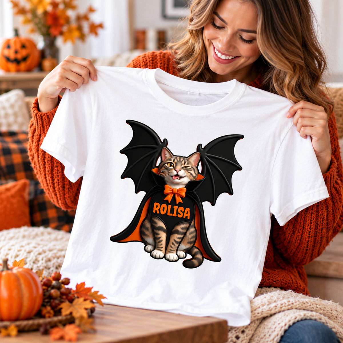 Custom Dog Cat Vampire - Personalized Shirt - Spooky Rustic Halloween Porch Decoration