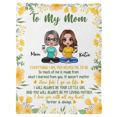 Floral To My Mom Gift From Daughter Personalized Fleece Blanket