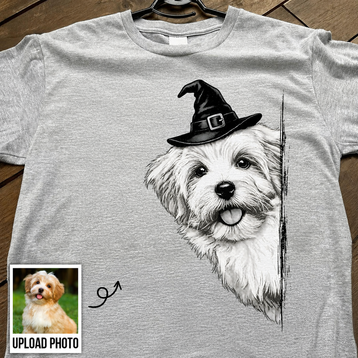Peeking Halloween Cats Dogs Upload Photo - Personalized Shirt - Gift For Cat Mom, Dog Mom