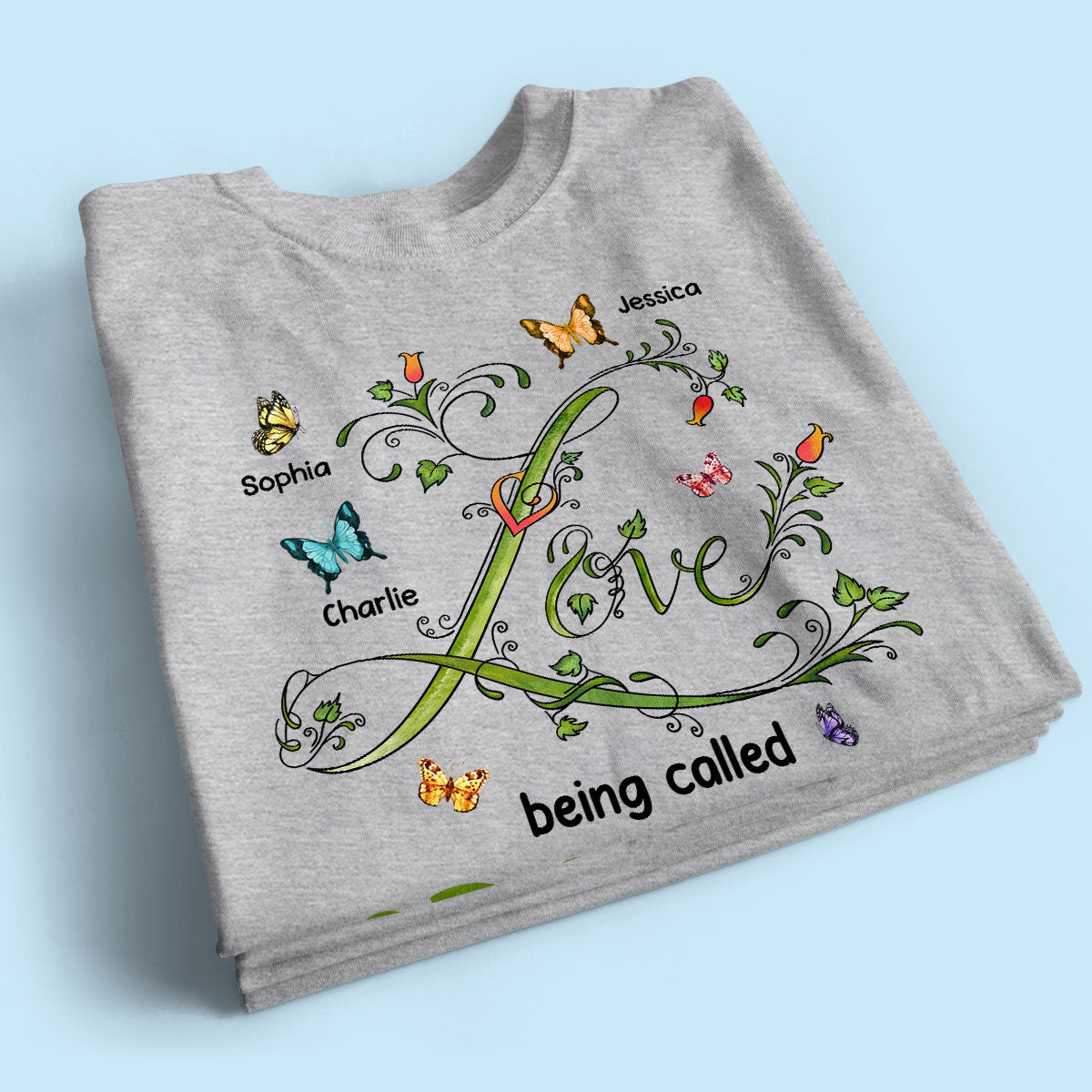 Love Being Called Grandma Leaves Flowers Butterflies Personalized Shirt