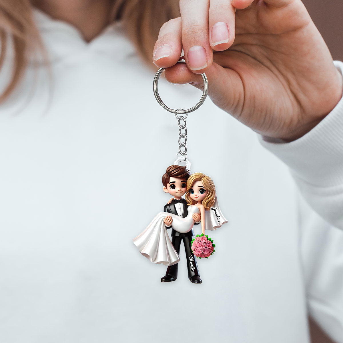 Personalized Mr Mrs First Christmas Married Couple Personalized Acrylic Keychain, Gift for him, Gift for her
