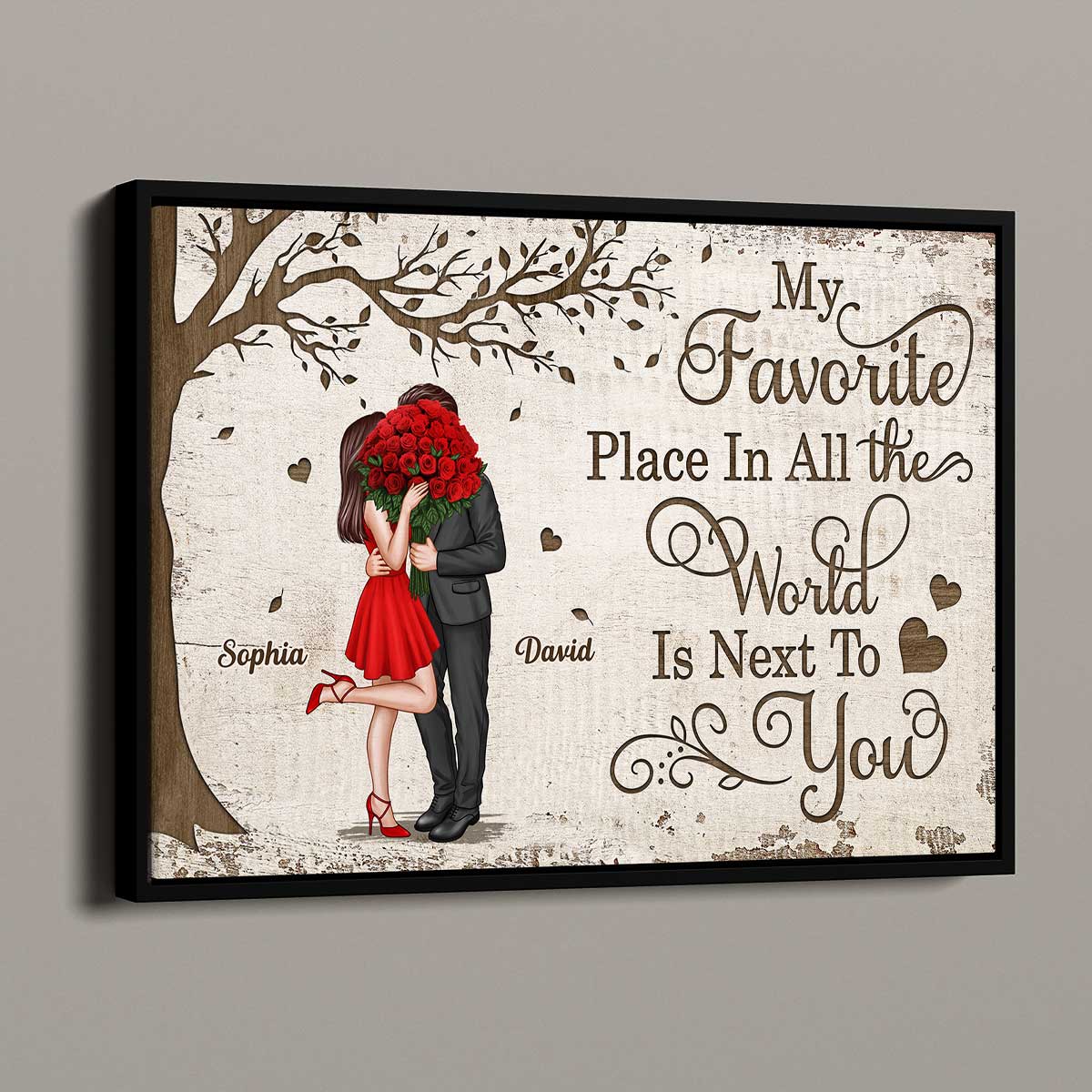 Favorite Place In The World Elegant Couple Personalized Poster, Valentine‘s Day Gift For Him, For Her