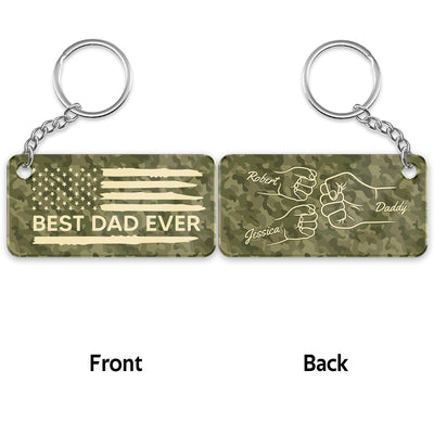 Best Dad Ever Nation Flag Camouflage Fist Bump Outline Personalized Acrylic Keychain