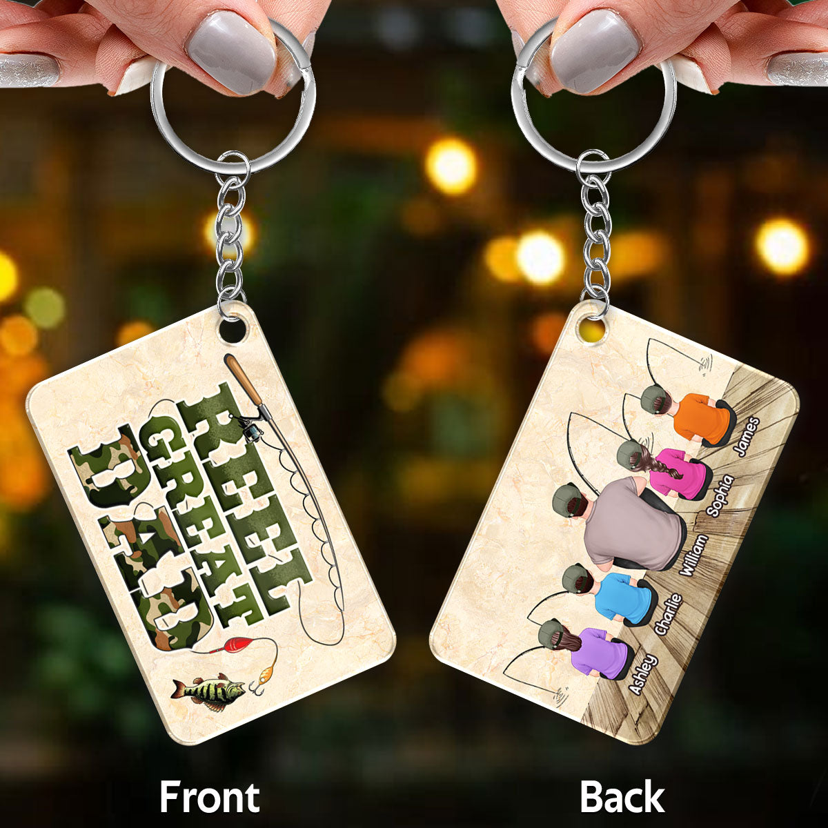 Reel Great Dad Camo Fishing Personalized Acrylic Keychain