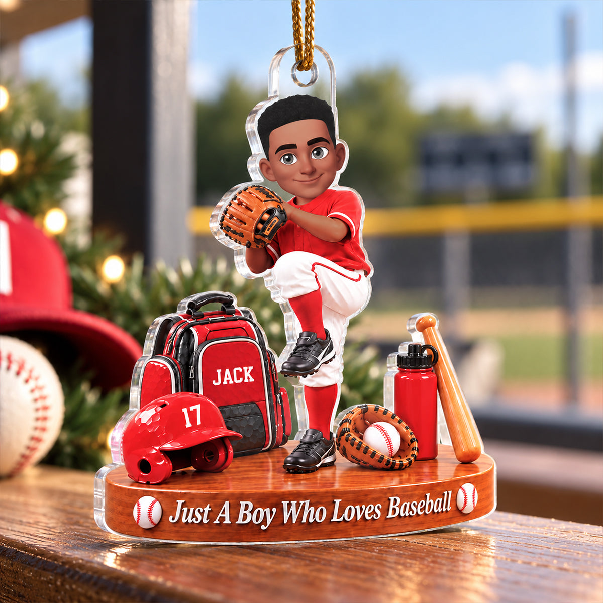 Just a Boy Who Loves Baseball - Personalized Acrylic Ornament - Christmas Gift for Son,Grandson