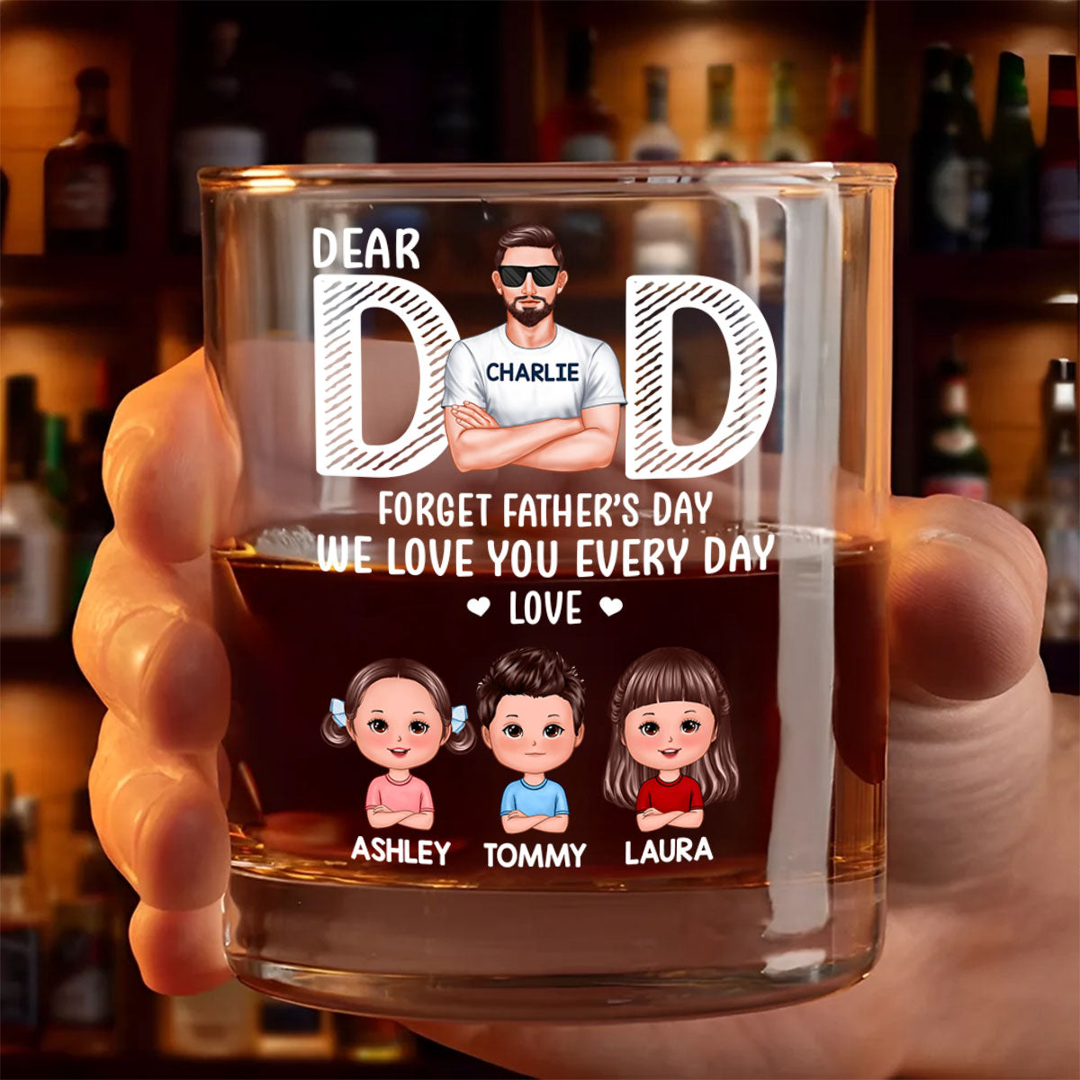 Dad Forget Father's Day We Love You Everyday Personalized Wine Glass, Father's Day Gift for Dads