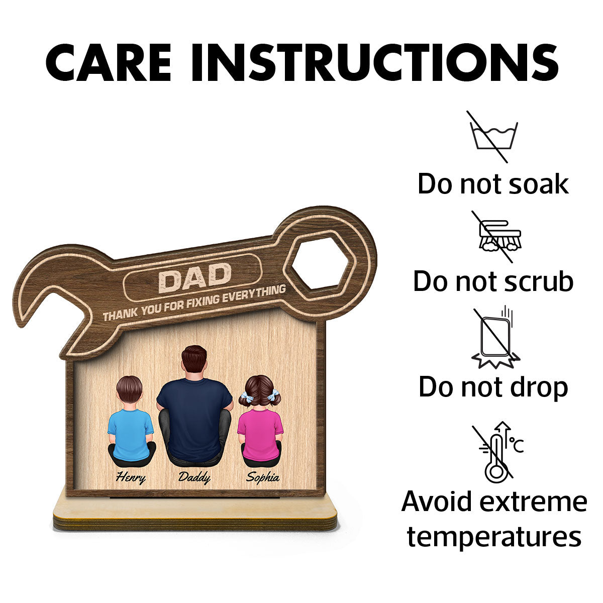 Dad Thanks For Fixing Everything Personalized 2-Layer Standing Wooden Plaque