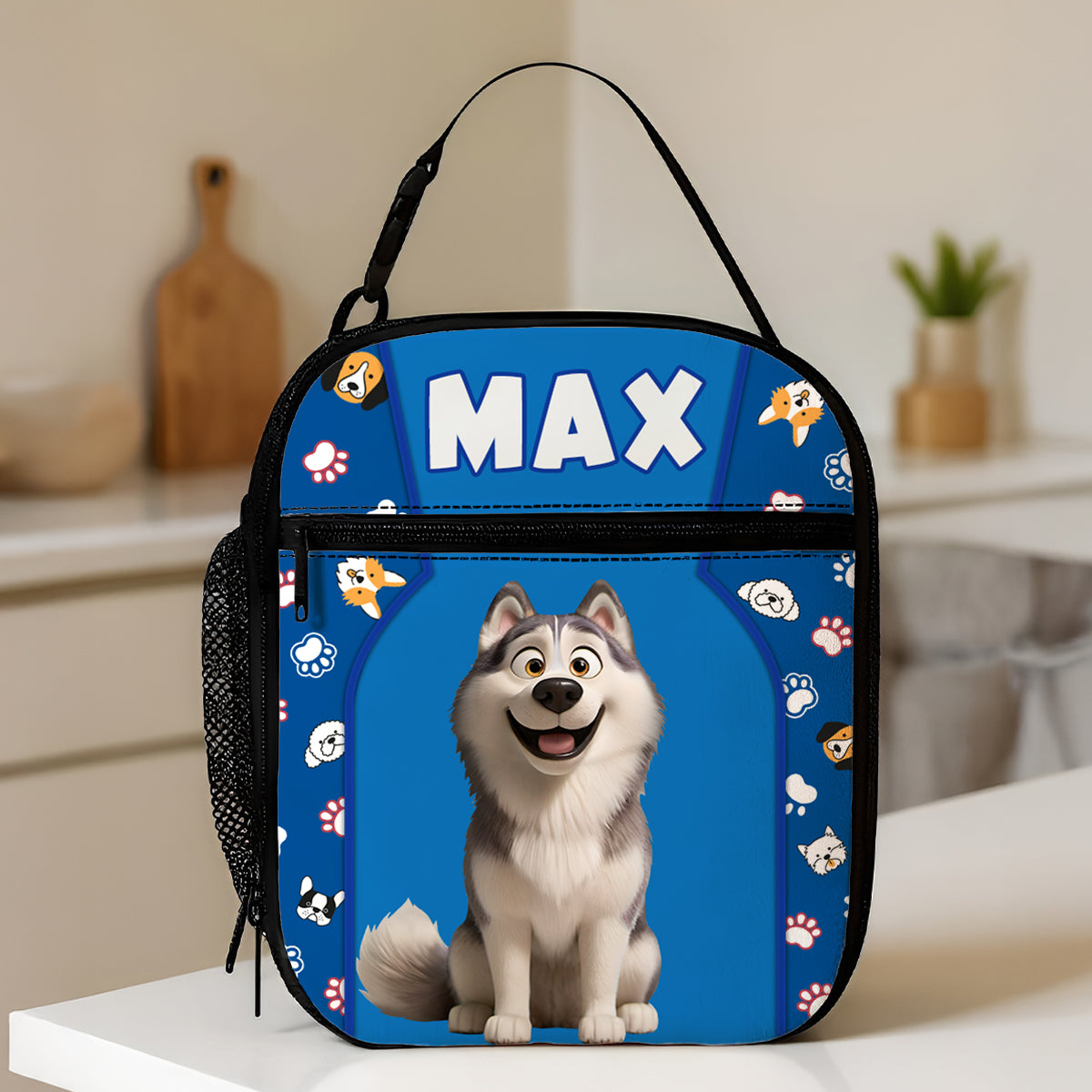 Cute Cartoon Dogs Cats Personalized Insulated Lunch Bag for Kids, Back to School Gift for Kids