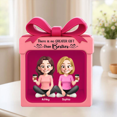 Besties Sisters Inside Gift Box 3D Effect Personalized Acrylic Block