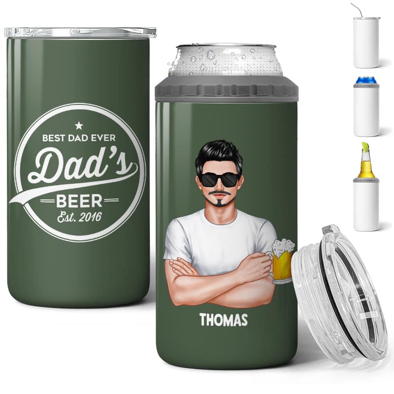 Dad‘s Brewing Company Gift For Dad Grandpa Personalized 4 In 1 Can Cooler