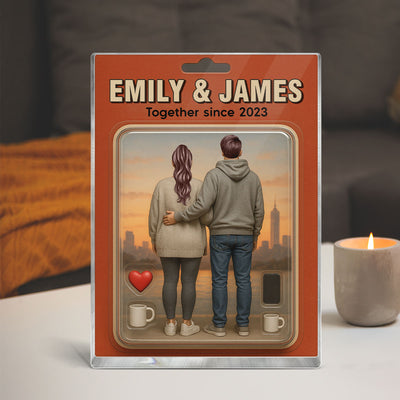 Couple Action Figures Realistic Figures Style Personalized Acrylic Block Plaque