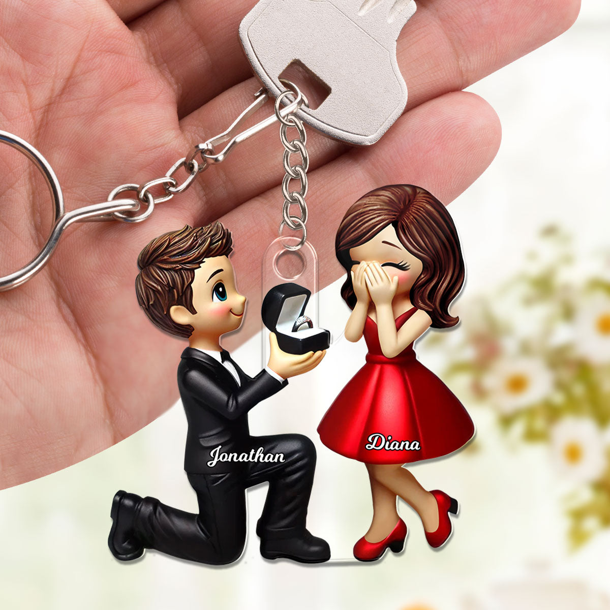 Personalized Newly Engaged Gift, She Said Yes Acrylic Flat Keychain, Custom Just Engaged  Gifts for Couples