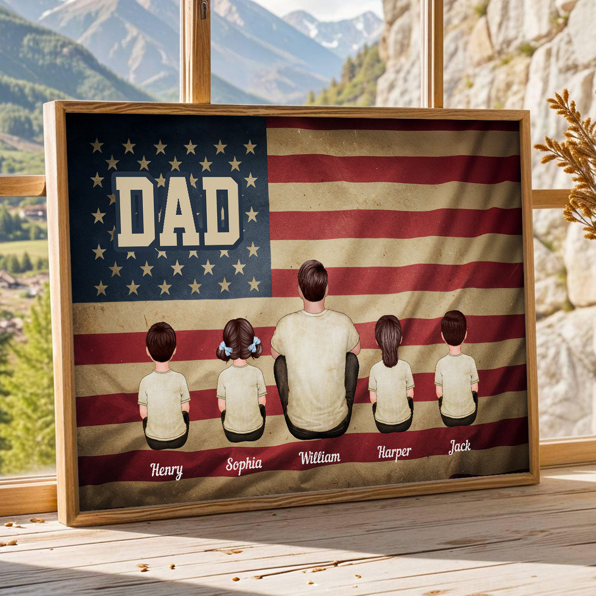 Vintage Retro Nation Flag Family Personalized Poster, Gift For Dad, Mom