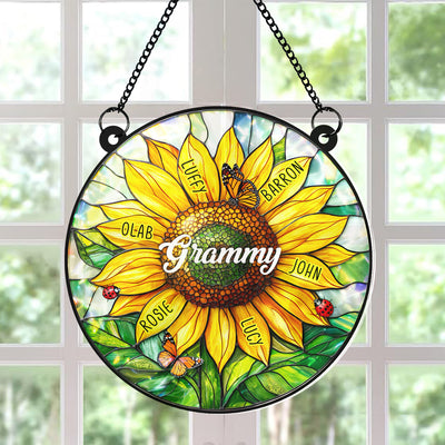 Grandma Mom Sunflower Custom Kids Names - Personalized Suncatcher - Mother's Day Gift for Grandma, Mom, Wife