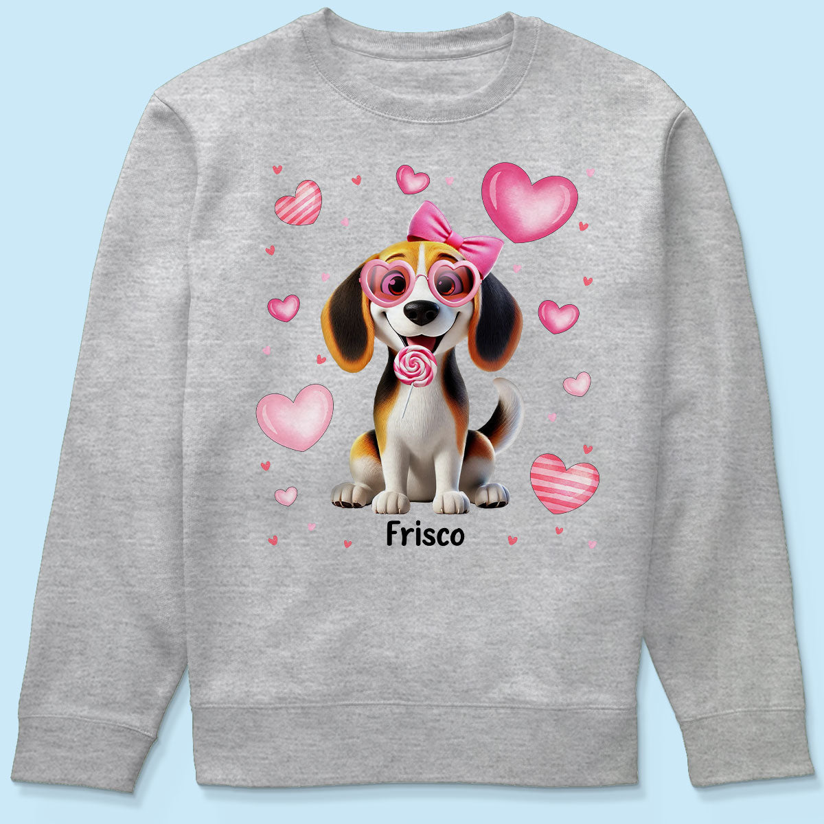 Personalized  Shirt For Dog Lovers, 3D Cute Dogs, Bow Coquette Red Pink Hearts