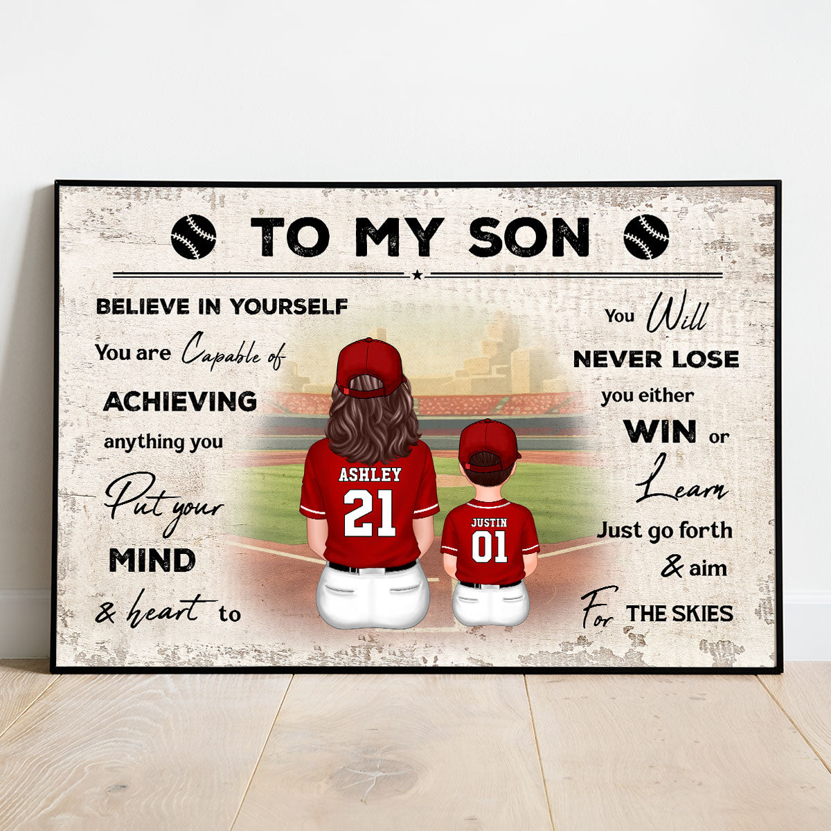 To My Son Baseball Player Personalized Horizontal Poster