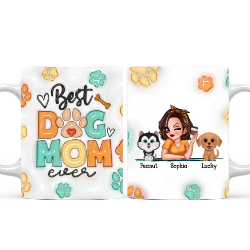 Best Dog Mom Ever 3D Effect Personalized Mug, Gift For Dog Mom