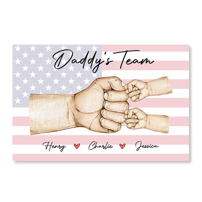 Nation Flag Daddy‘s Team Fist Bump Personalized Horizontal Poster, Father's Day Gift For Dad