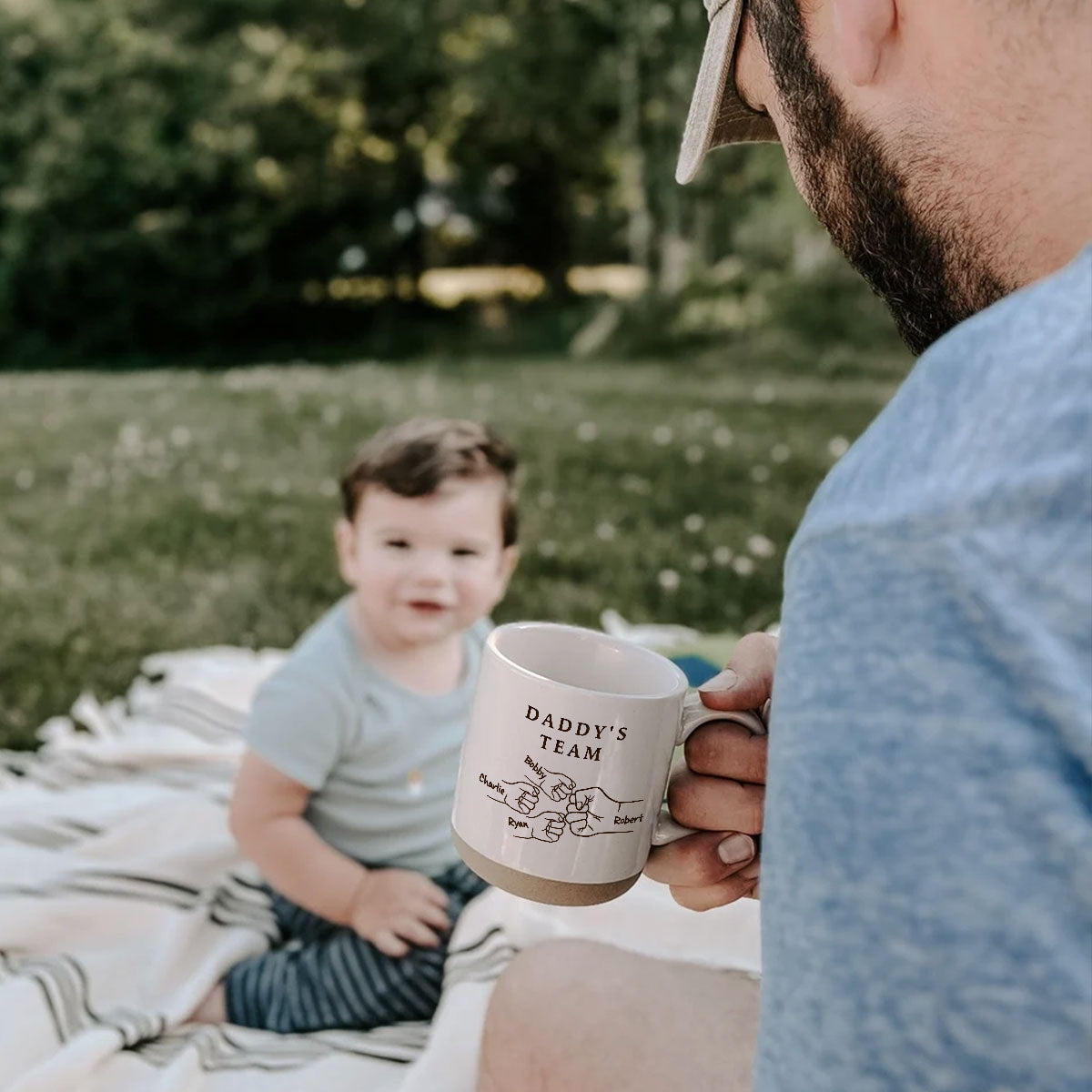 Best Dad Ever Fist Bump Personalized Potter Mug, Father's Day Gift for Dad